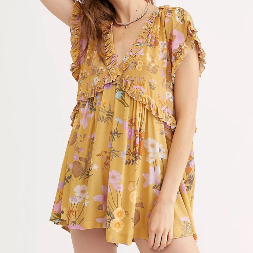Spell Wild Bloom Romper in Mustard Size Small